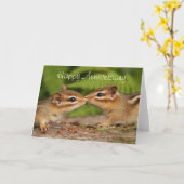 Happy Anniversary Kissing Baby Chipmunks Card Karte (Gelbe Blume)
