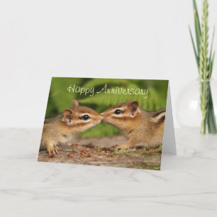 Happy Anniversary Kissing Baby Chipmunks Card Karte
