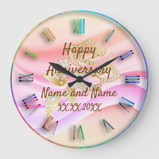 Happy anniversary Large Clock Große Wanduhr (Vorderseite)
