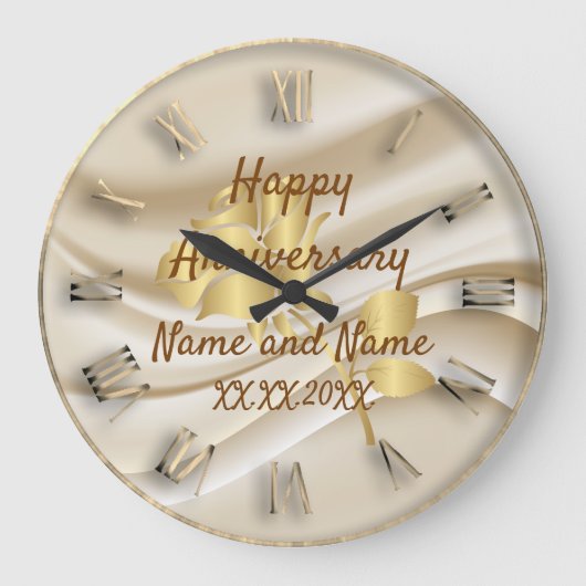 Happy Anniversary Large Clock Große Wanduhr (Vorderseite)