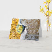 Happy Anniversary, Liebe Heart Pebble on Beach Karte (Gelbe Blume)