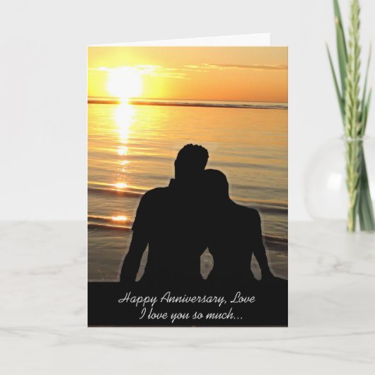 Happy Anniversary Liebe, Ocean Sunset Karte (Vorderseite)