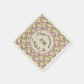 Happy Anniversary Lila Violetten auf blassgelb Serviette (Ecke)