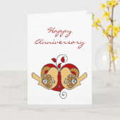 Happy Anniversary Love Birds mit Blumenherz Karte (Gelbe Blume)