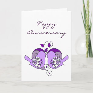Happy Anniversary Love Birds with Floral Heart Karte