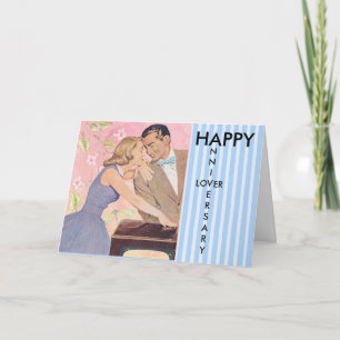 Happy Anniversary Lover, Vintage Couple Card Karte