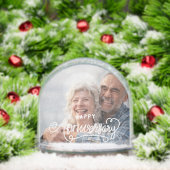 Happy Anniversary Modern Script Personalized Photo Schneekugeln (Weihnachten)
