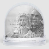Happy Anniversary Modern Script Personalized Photo Schneekugeln (Rückseite)