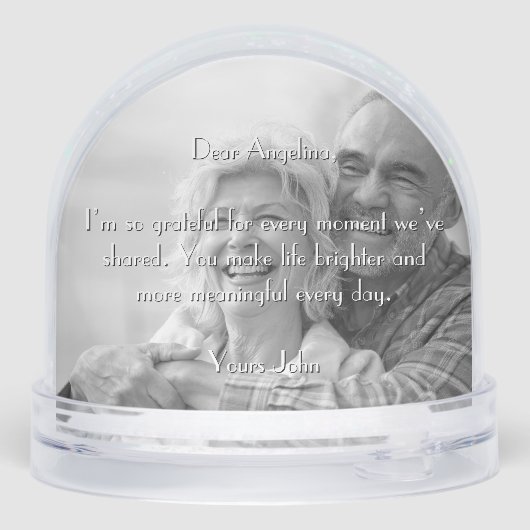Happy Anniversary Modern Script Personalized Photo Schneekugeln (Rückseite)