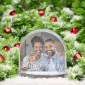Happy Anniversary Modern Script Personalized Photo Schneekugeln (Weihnachten)