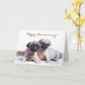 Happy Anniversary Mops Welpen Grußkarte Karte (Gelbe Blume)