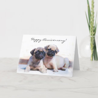 Happy Anniversary Mops Welpen Grußkarte Karte