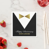 Happy Anniversary Napkins | Black and Gold Tuxedo Serviette (Beispiel)