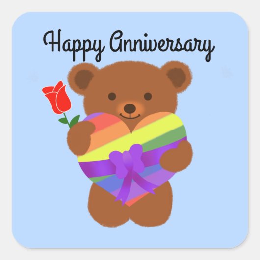 Happy Anniversary Niedlich Teddy Bär #2 Stickers (Vorderseite)