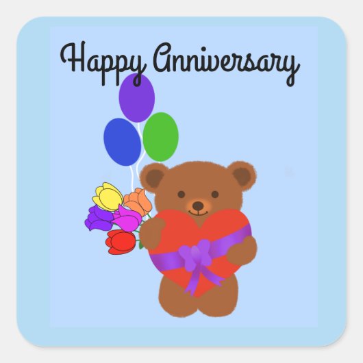 Happy Anniversary Niedlich Teddy Bär #4 Stickers (Vorderseite)