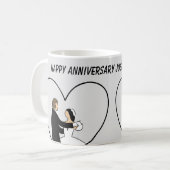 HAPPY ANNIVERSARY Niedlich Wedding Couple Kaffeetasse (Vorderseite Links)