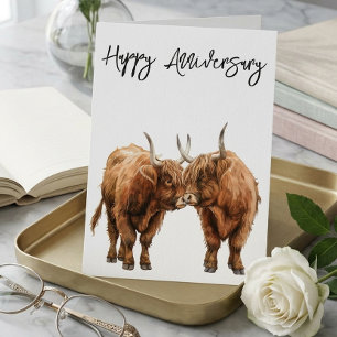 Happy Anniversary Niedliche Highland Cows Liebe Karte