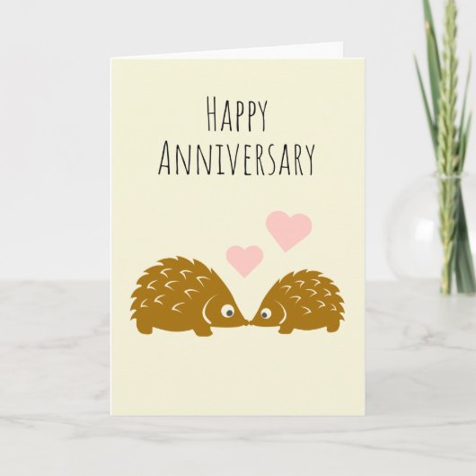 Happy Anniversary - Niedliche Igel Couple Card Karte (Vorderseite)