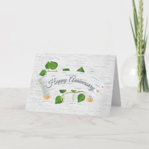 Happy Anniversary on Birch Tree Scroll Karte