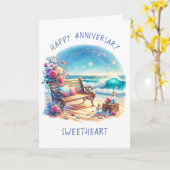 Happy Anniversary Personalisiert Beach Theme Karte (Gelbe Blume)