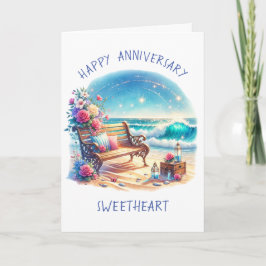 Happy Anniversary Personalisiert Beach Theme Karte