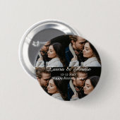 Happy anniversary photo collage name date simple w button (Vorne & Hinten)