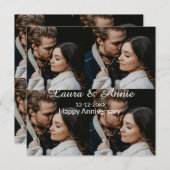 Happy anniversary photo collage name date simple w dankeskarte (Vorne/Hinten)