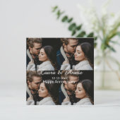 Happy anniversary photo collage name date simple w dankeskarte (Stehend Vorderseite)