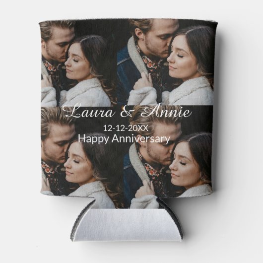 Happy anniversary photo collage name date simple w dosenkühler (Vorderseite)