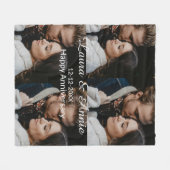 Happy anniversary photo collage name date simple w fleecedecke (Vorderseite (Horizontal))