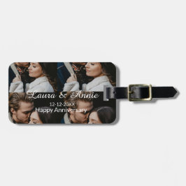 Happy anniversary photo collage name date simple w gepäckanhänger