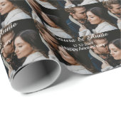 Happy anniversary photo collage name date simple w geschenkpapier (Rolleneckpunkt)