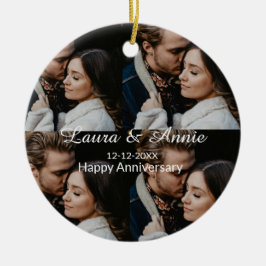 Happy anniversary photo collage name date simple w keramik ornament