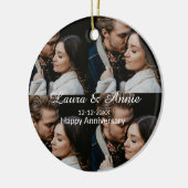 Happy anniversary photo collage name date simple w keramik ornament (Links)