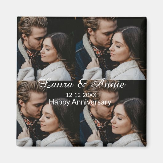 Happy anniversary photo collage name date simple w magnet (Vorne)