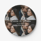 Happy anniversary photo collage name date simple w pappteller (Vorderseite)