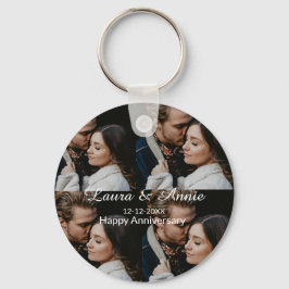 Happy anniversary photo collage name date simple w schlüsselanhänger