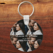 Happy anniversary photo collage name date simple w schlüsselanhänger (Rückseite)