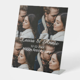 Happy anniversary photo collage name date simple w sockelschild