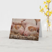 Happy Anniversary Pig Custom Card Karte (Gelbe Blume)