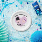 Happy Anniversary Pig Paar Pappteller (Party)