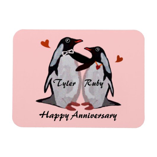 Happy Anniversary Pinguin Liebe Magnet (Horizontal)