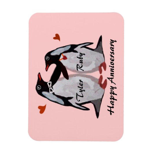 Happy Anniversary Pinguin Liebe Magnet (Vertikal)