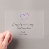 Happy anniversary pink blue heart name date simple acryleinladungen (Insitu (Handheld))
