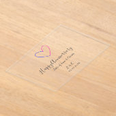 Happy anniversary pink blue heart name date simple acryleinladungen (Ablage )