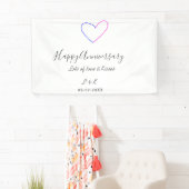 Happy anniversary pink blue heart name date simple banner (Insitu)