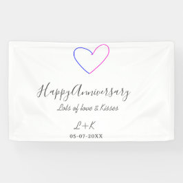 Happy anniversary pink blue heart name date simple banner