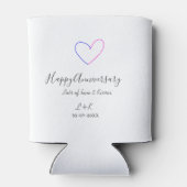 Happy anniversary pink blue heart name date simple dosenkühler (Rückseite)