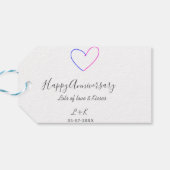 Happy anniversary pink blue heart name date simple geschenkanhänger (Rückseite Horizontal)