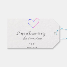 Happy anniversary pink blue heart name date simple geschenkanhänger